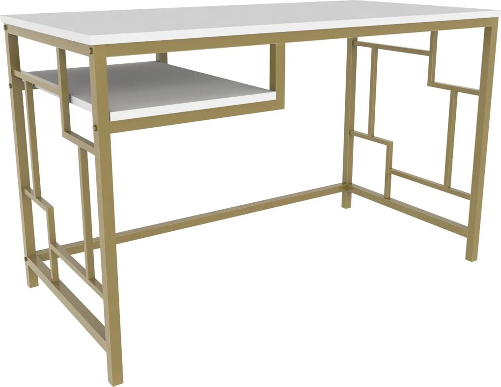 Secretária Kennesaw – Dourado e Branco – 120x60x74,8 cm