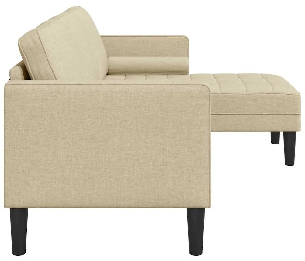 Sofá L de 3 Lugares vidaXL Creme 160 cm em Tecido