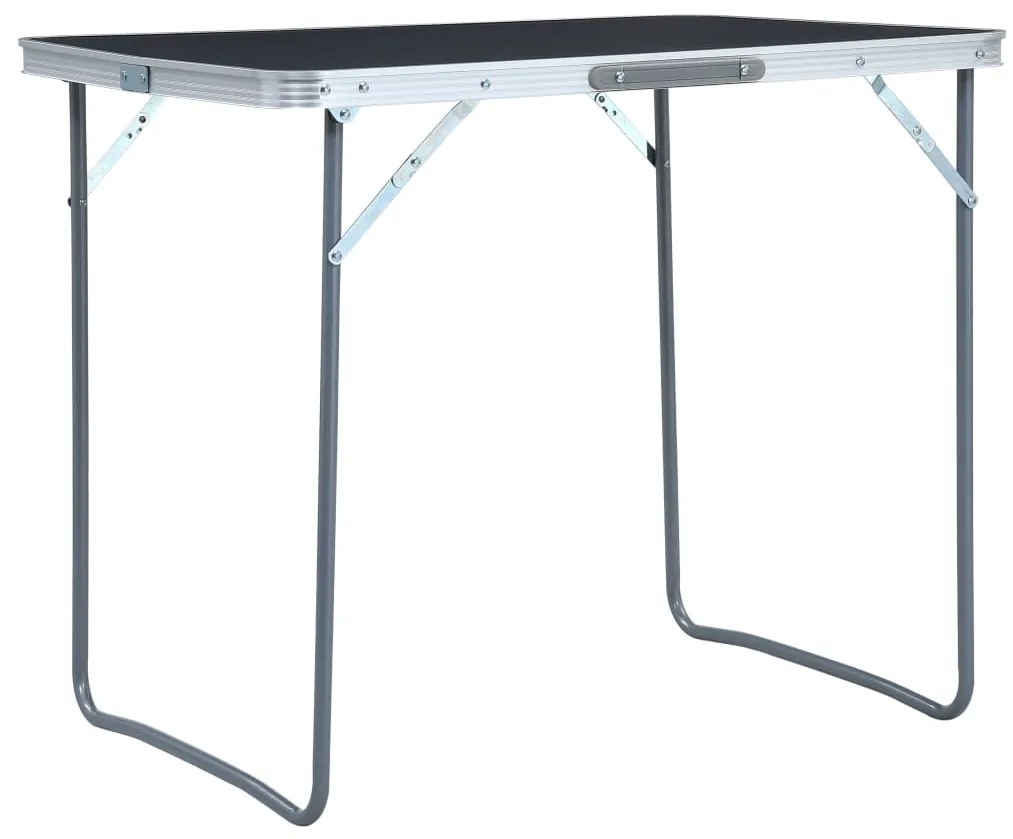 48171 vidaXL Mesa de campismo dobrável com estrutura metal 80x60 cm cinzento