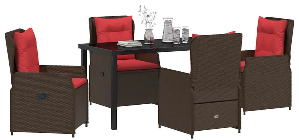 Conjunto de Jantar para Jardim 5 Peças em Rattan Sintético Marrom