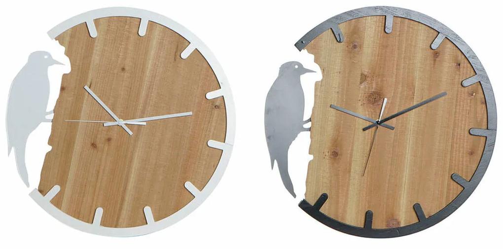Relógio de Parede DKD Home Decor Preto Branco Ferro Vogel Madeira MDF (50 x 3.5 x 50 cm) (2 pcs)