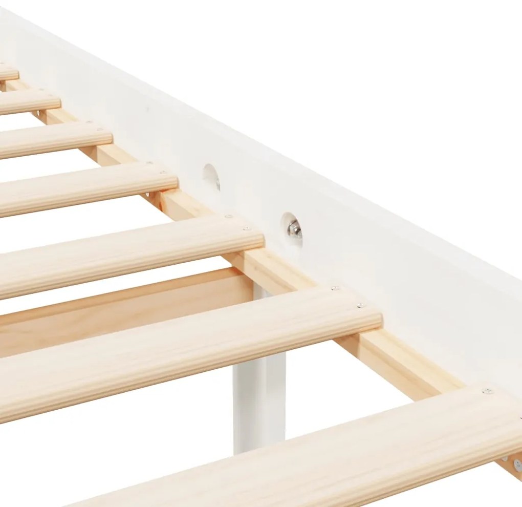 Cama de casal para idosos 135x190 cm pinho maciço branco
