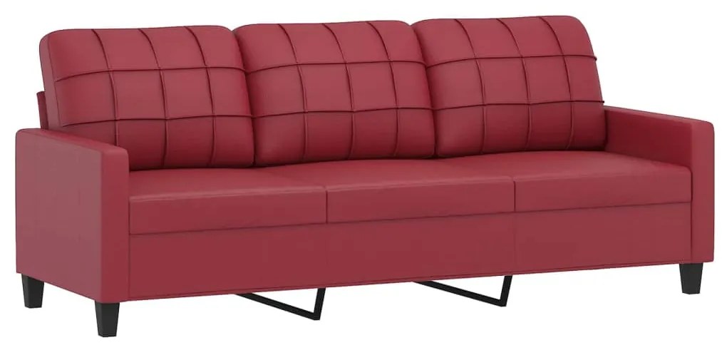 2 pcs conjunto sofás c/ almofadões couro artif. vermelho tinto
