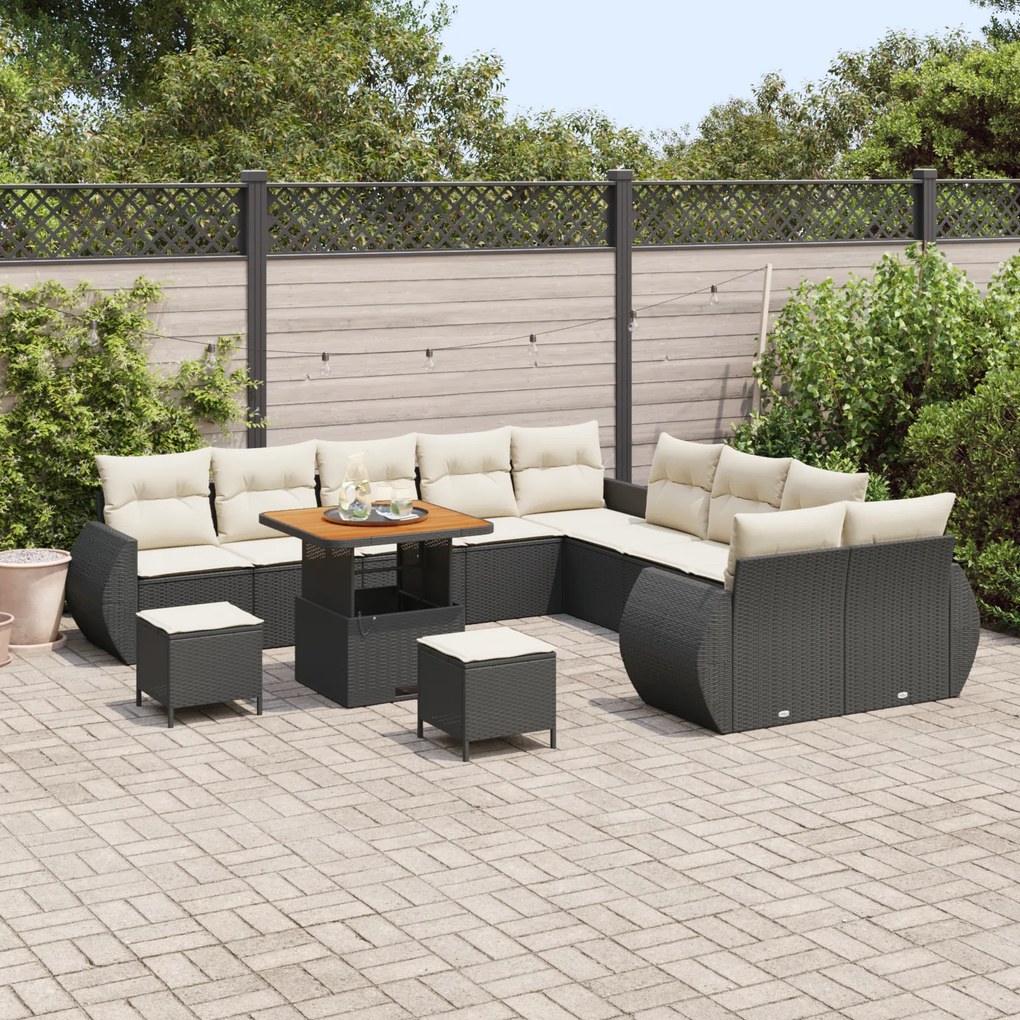 Conjunto de Sofás de Jardim vidaXL 13 Peças com Almofadas em Rattan Pr