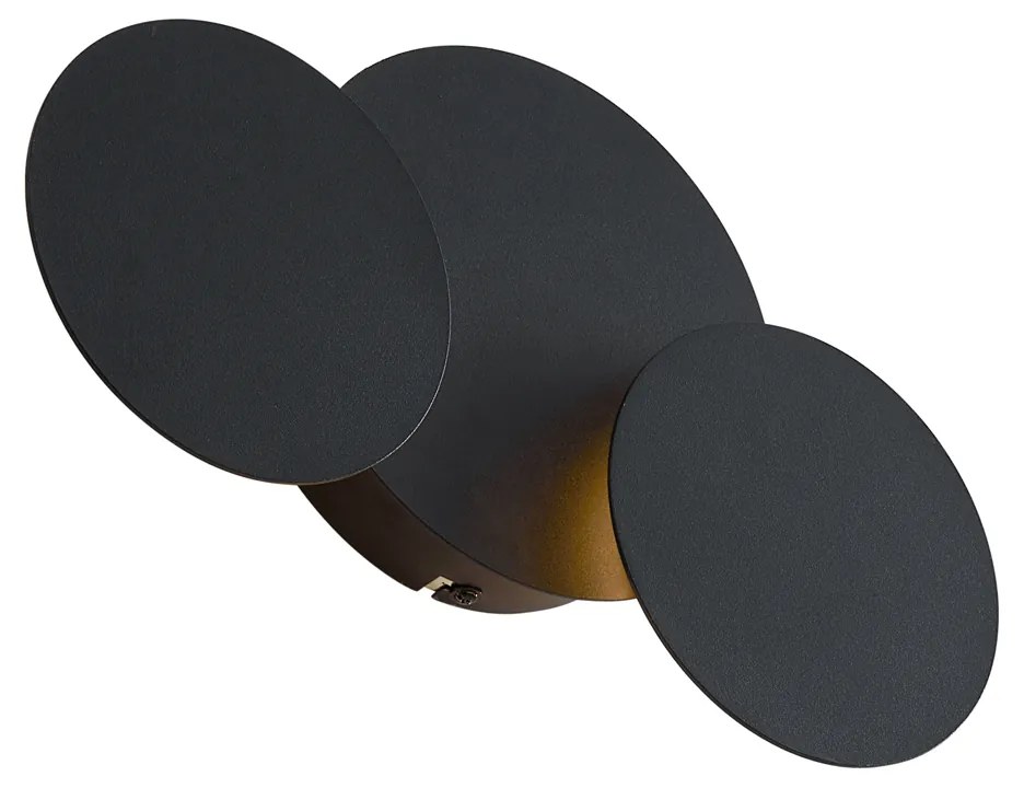 Candeeiro de parede moderno preto incl. LED regulável em 3 níveis 3 luzes - Sunrise Moderno