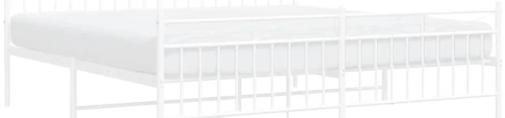 Estrutura de cama com cabeceira e pés 183x213 cm metal branco