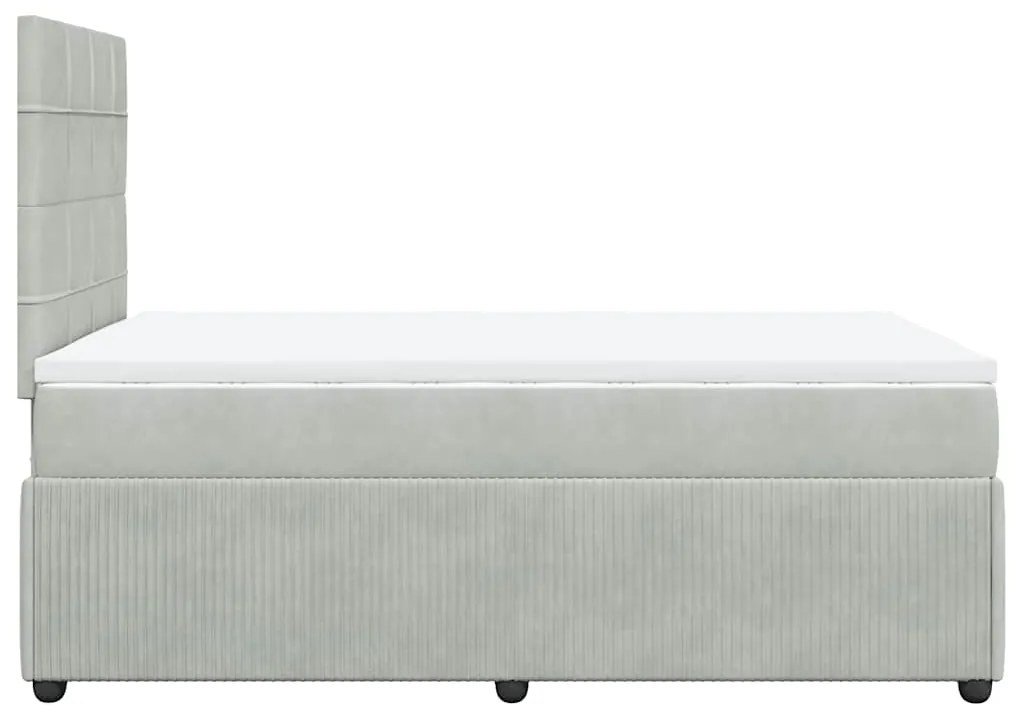Cama boxspring com colchão 120x190 cm veludo cinzento-claro