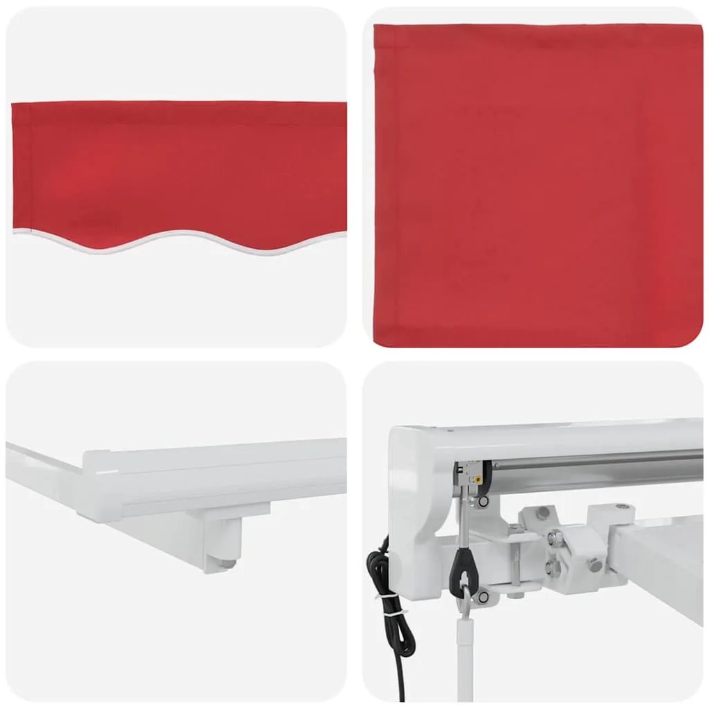 Toldo Retrátil Vermelho 400x200 cm Poliéster, Alumínio e Tecido