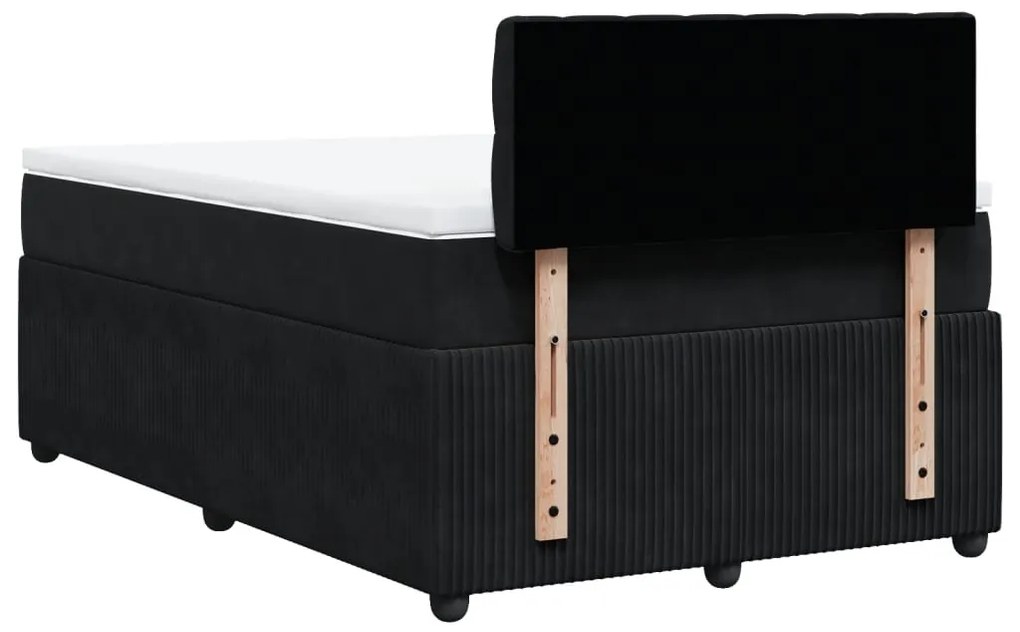 Cama boxspring com colchão 120x190 cm veludo preto