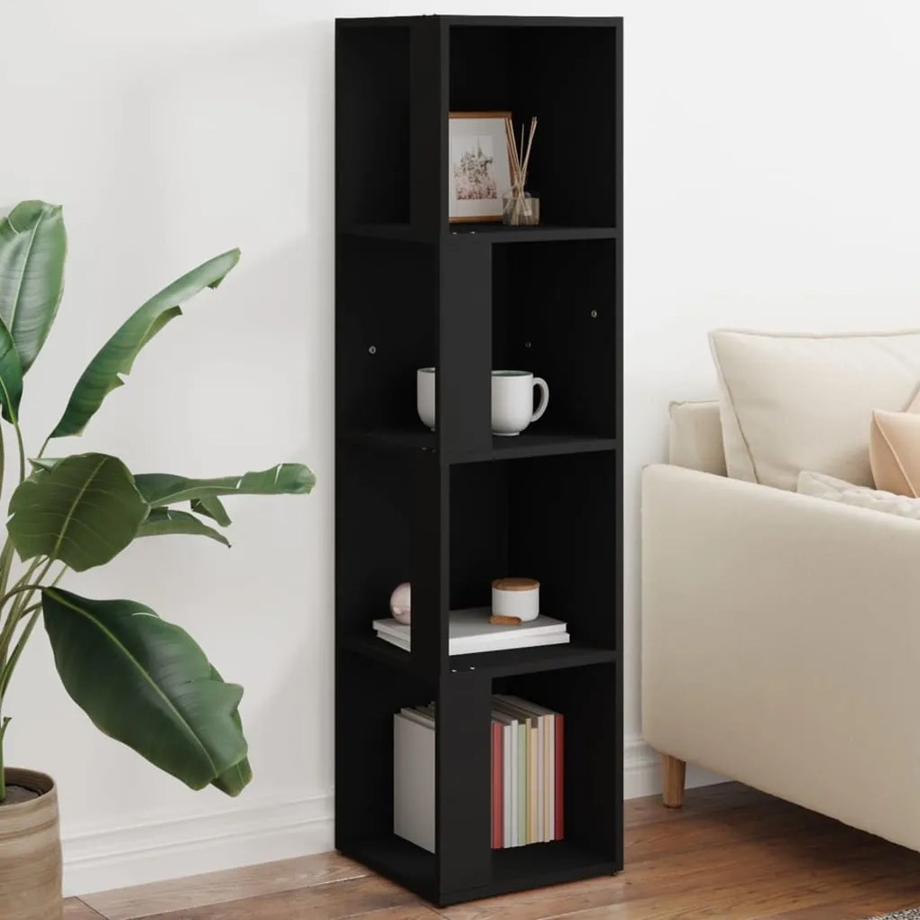 vidaXL Armário de canto 33x33x132 cm contraplacado preto