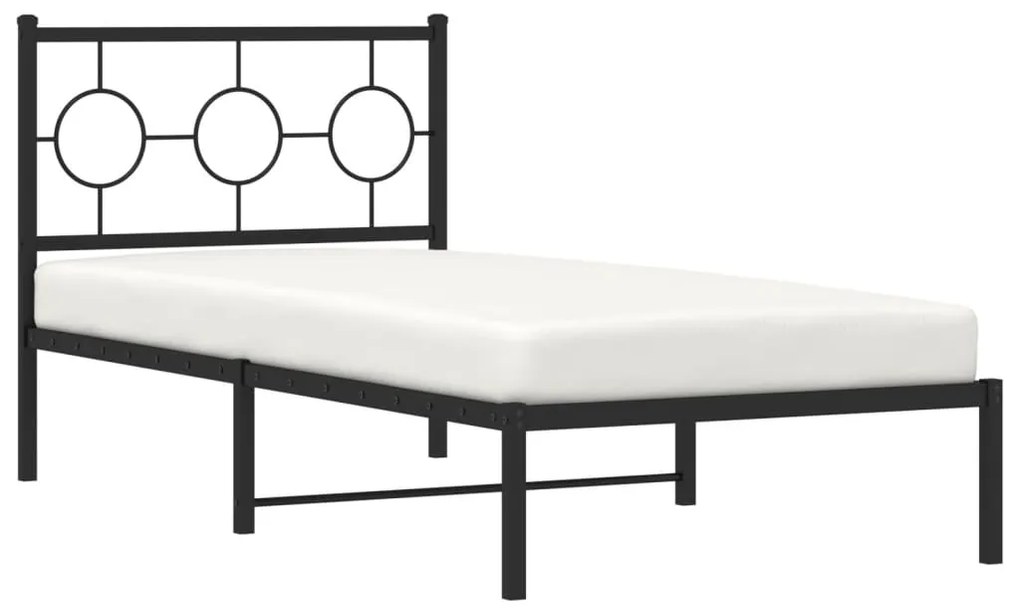 Estrutura de cama com cabeceira 90x190 cm metal preto
