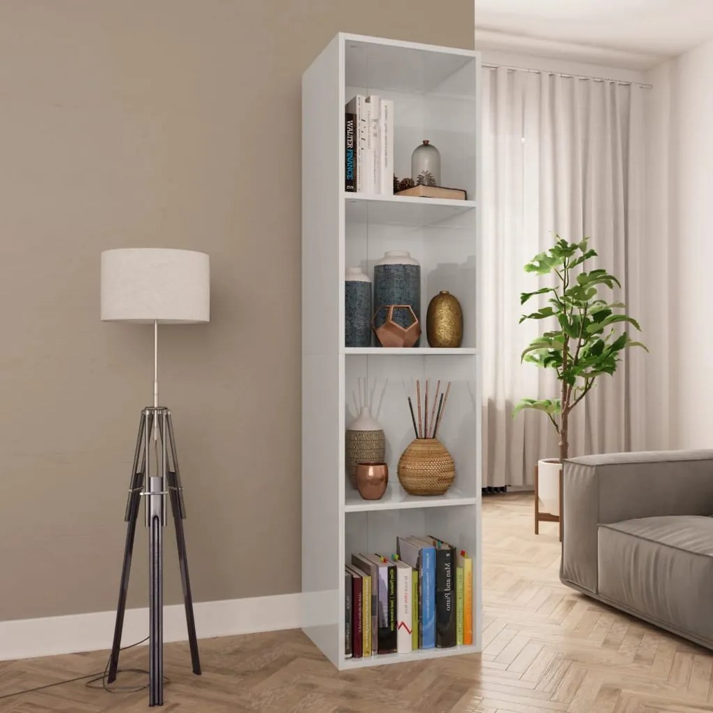 vidaXL Estante/móvel de TV derivados de madeira branco brilhante