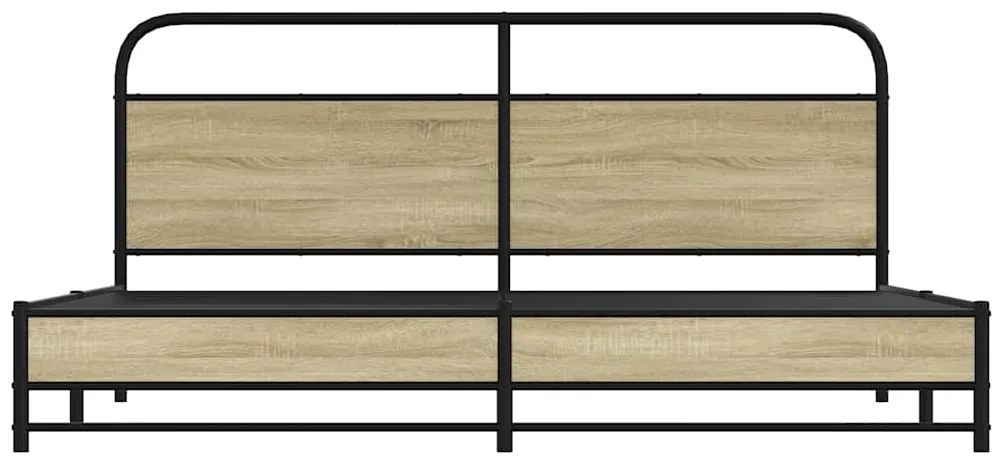 Estrutura de cama sem colchão 193x203cm metal carvalho sonoma