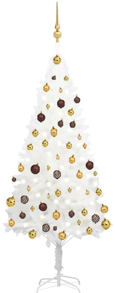 vidaXL Árvore Natal artificial pré-iluminada c/ bolas 150 cm branco