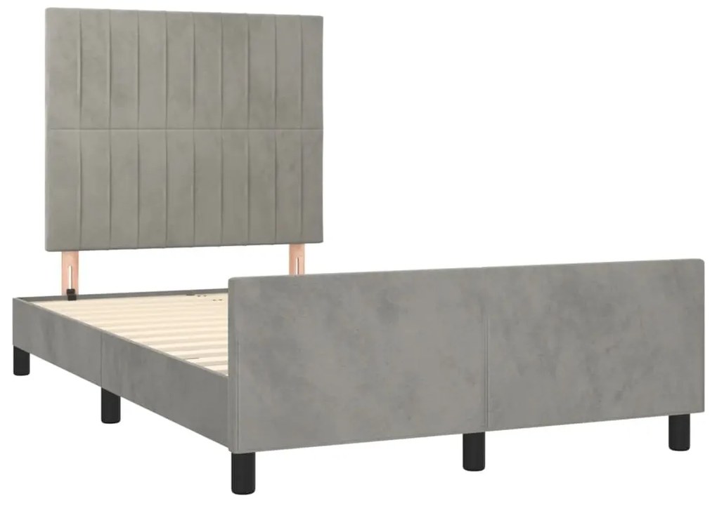 Estrutura de cama sem colchão cinza claro Veludo