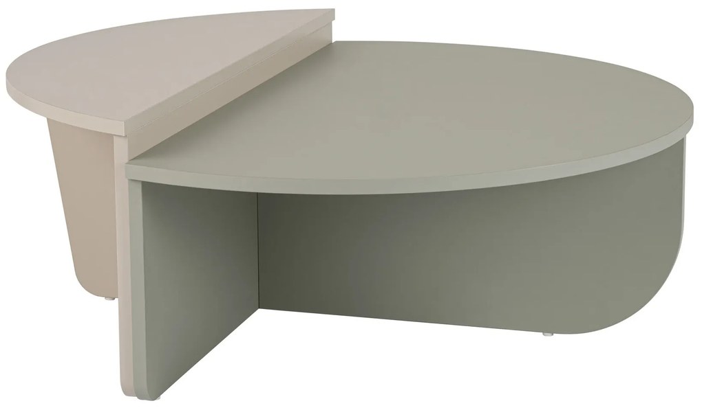 Mesa de Centro "Orion" – Verde Cinza e Grés, Conjunto Modular, 90x60x3