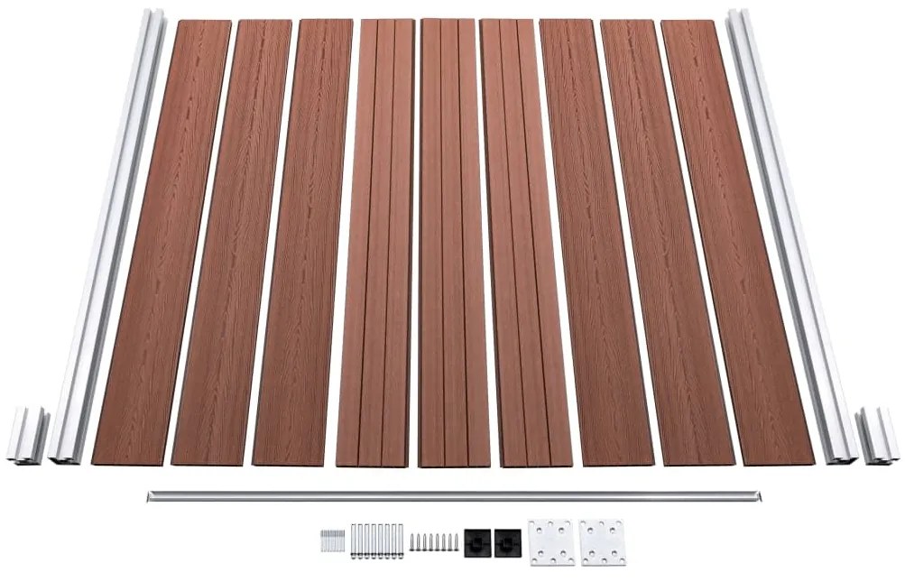 Painel vedação WPC 2 quadrados + 1 inclinado 446x186cm castanho