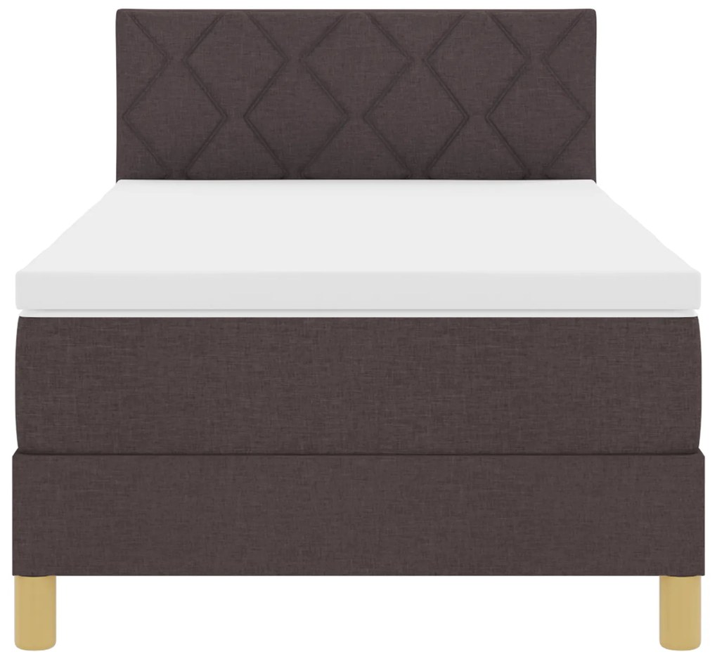 Cama Box Spring com colchão Castanho Escuro 90x200 cm Tecido
