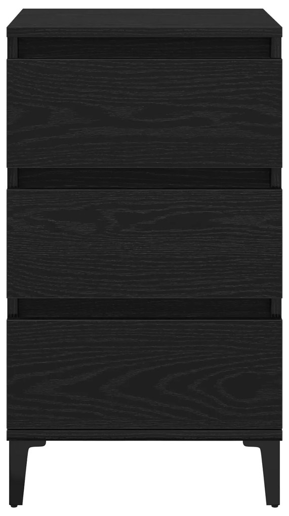 Cabeceira de noite vidaXL Preto Carvalho 40x35x70 cm Madeira do engend