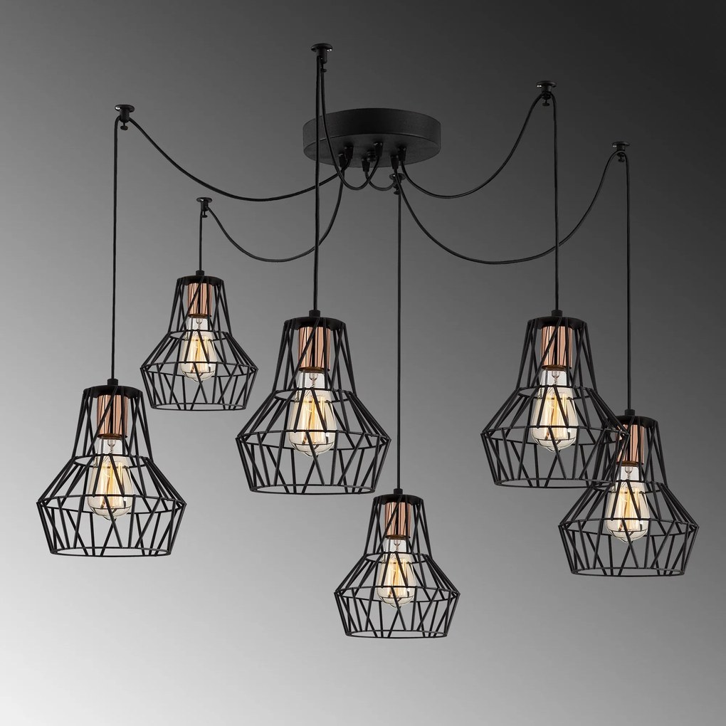 Chandelier Tortum – Preto – 140 cm