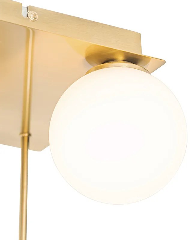 Candeeiro de teto moderno dourado com vidro opalino 5 luzes - Athens
