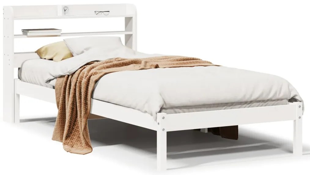 Cama sem colchão 75x190 cm madeira de pinho maciça branco