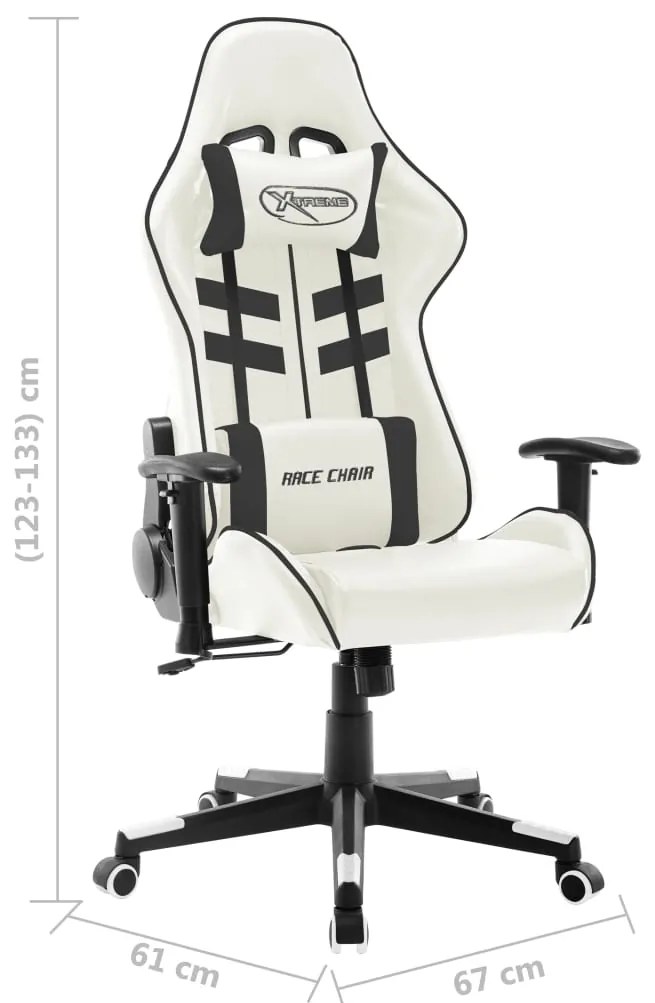 Cadeira de gaming couro artificial branco e preto