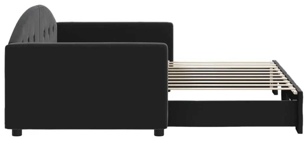 Sofá-cama com gavetão 90x190 cm veludo preto