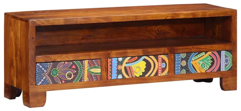 Móvel de TV multicor 110x30x40 cm madeira de acácia maciça