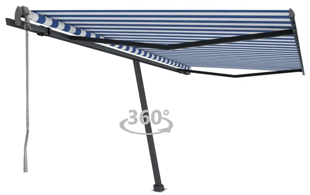 vidaXL Toldo automático independente 400x300 cm azul e branco
