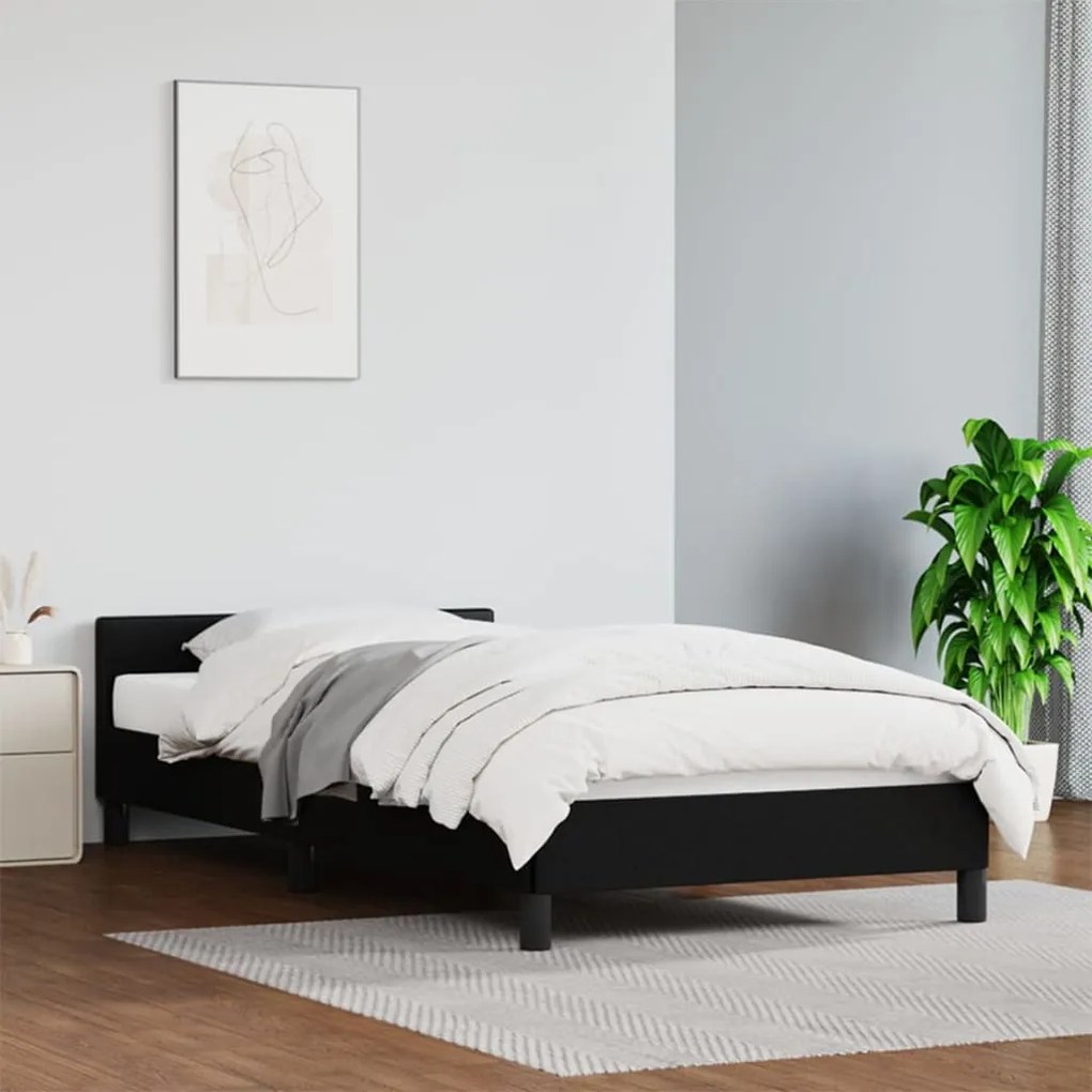 347465 vidaXL Estrutura de cama c/ cabeceira couro artificial 80x200 cm preto