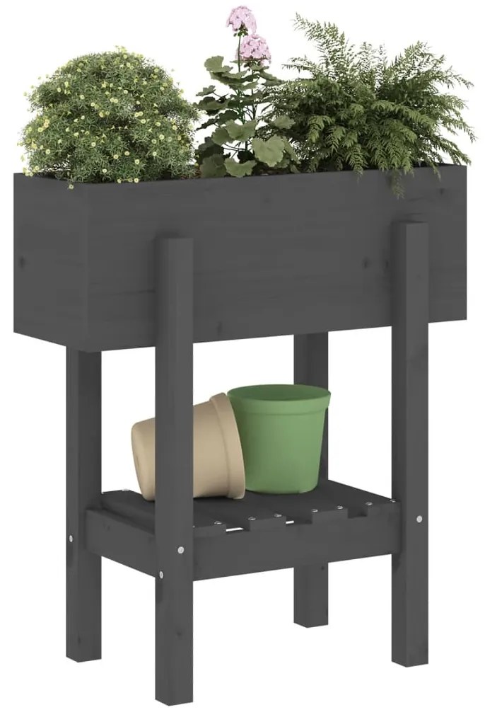 Vaso/floreira de jardim 62x30x69 cm pinho maciço cinzento