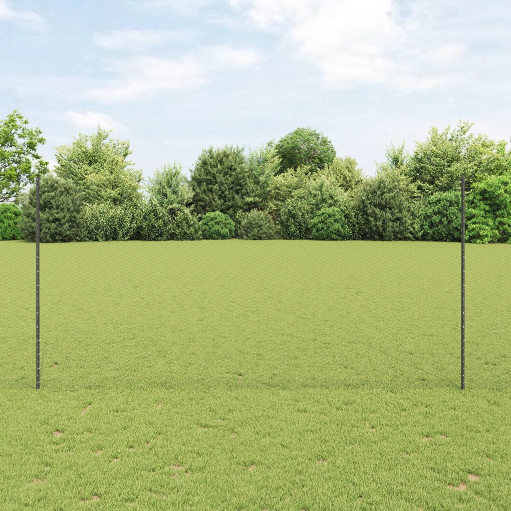 Postes de Cerca vidaXL 22 pcs U-Channel Cinza 160 cm Aço, Cerca Hexago
