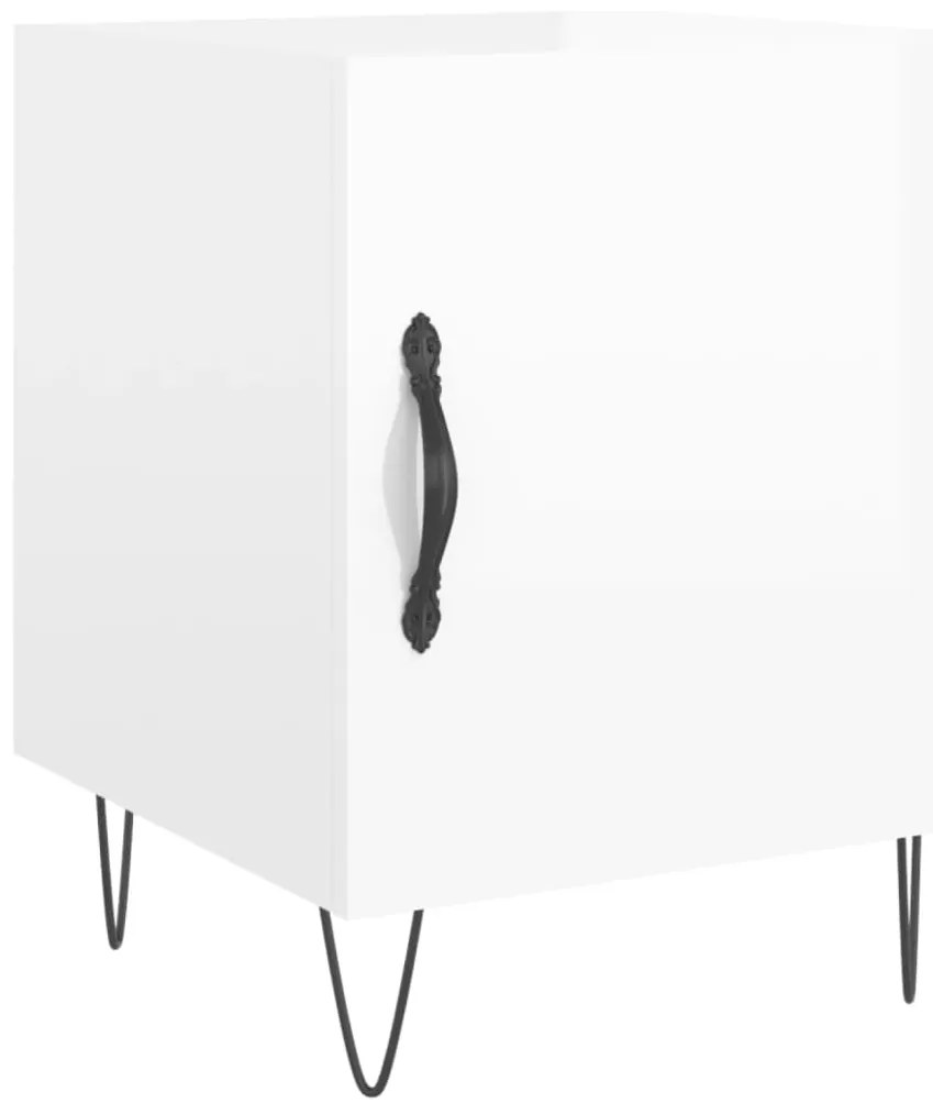 Mesa cabeceira 2pcs 40x40x50cm deriv. madeira branco brilhante