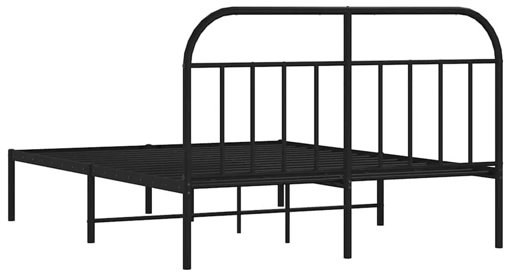 Estrutura de cama em metal com cabeceira 150x200 cm preto
