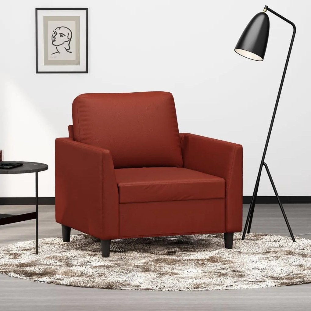 vidaXL Poltrona 60 cm couro artificial vermelho tinto