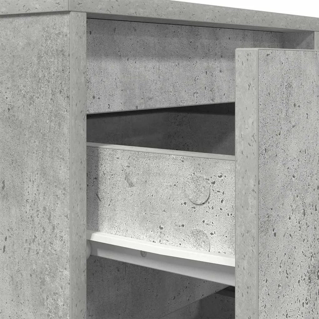 Mesa de cabeceira com luzes LED 38x34x50 cm cinzento-cimento