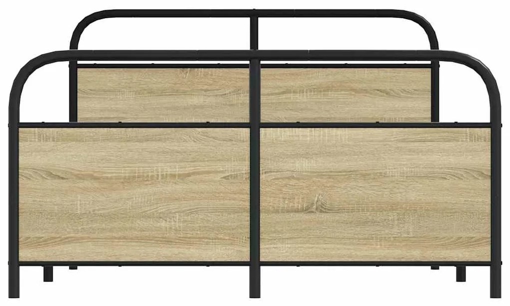 Estrutura de cama sem colchão 140x200 cm metal carvalho sonoma