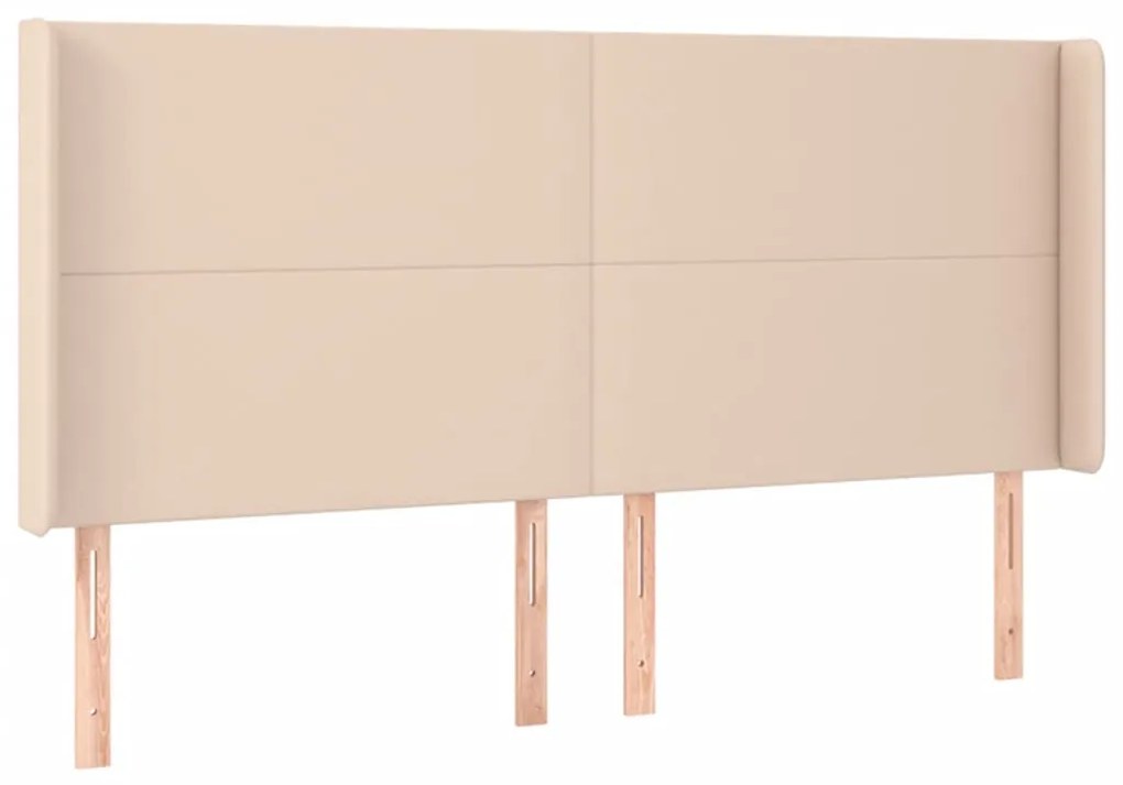 Cabeceira cama c/ LED couro artif. 203x16x118/128 cm cappuccino