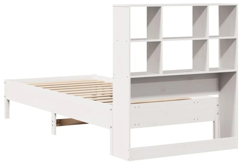 Cama com estante sem colchão 90x200 cm pinho maciço branco