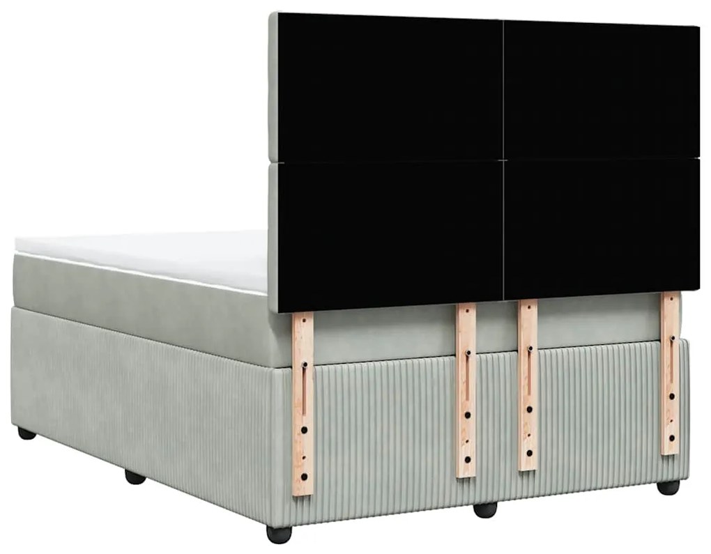 Cama com molas/colchão 140x200 cm veludo cinzento-claro
