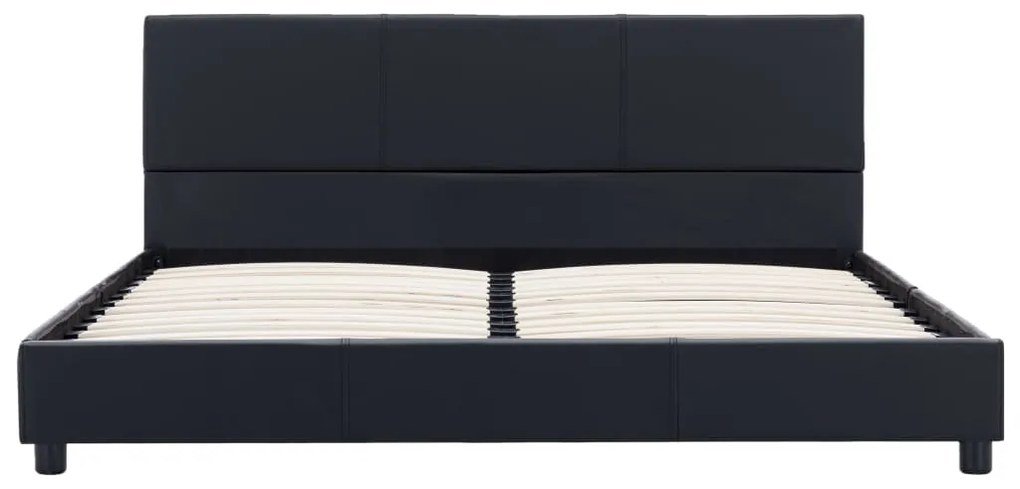 Estrutura de cama 160x200 cm couro artificial preto