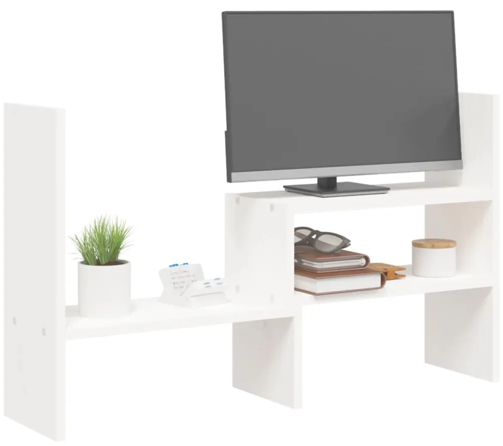 Suporte para monitor (39-72)x17x43 cm pinho maciço branco