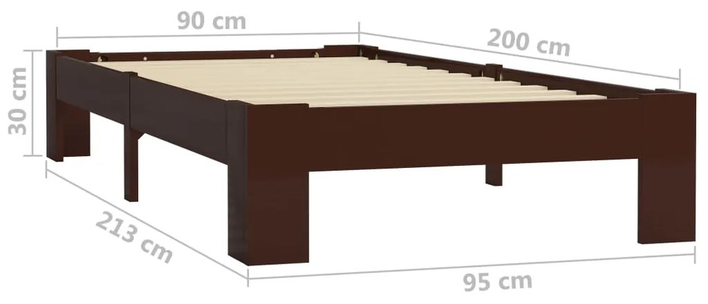 Estrutura de cama 90x200 cm pinho maciço castanho-escuro