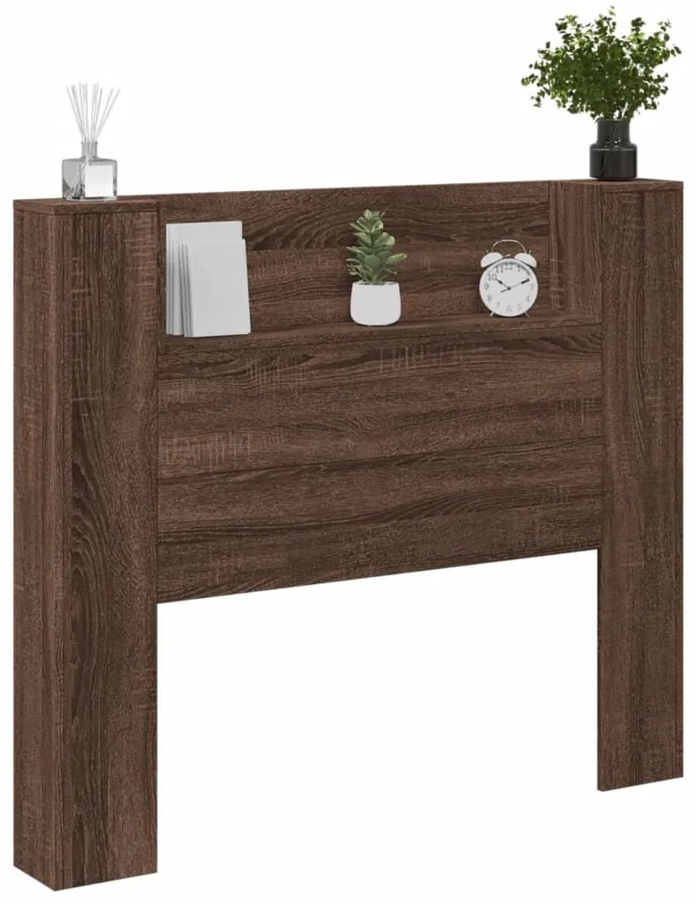 Armário cabeceira luzes LED 120x16,5x103,5 cm carvalho castanho