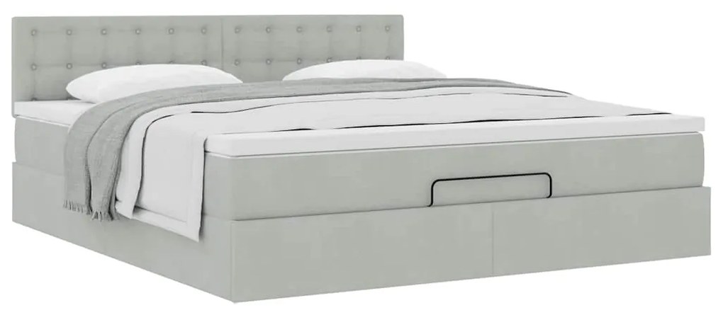 Estrutura de cama otomana com colchão 160x200 cm cinzento claro