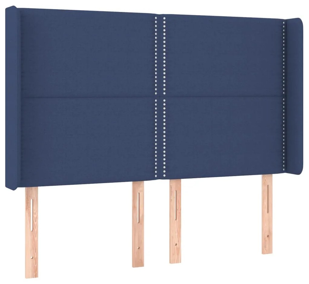 Cama box spring c/ colchão e LED 140x190 cm tecido azul