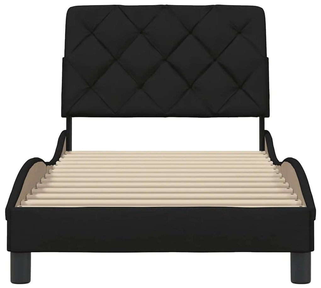 Estrutura de cama sem colchão 90x200 cm tecido preto