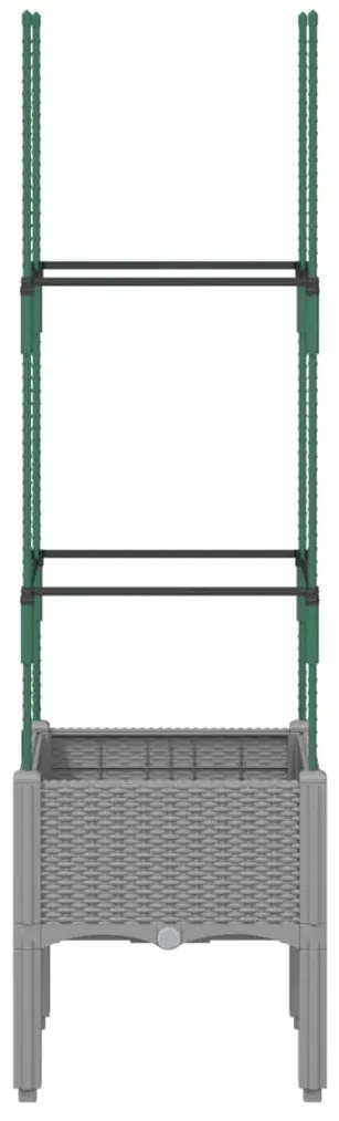 Vaso/floreira jardim c/ treliça 40x40x142,5cm PP cinzento-claro