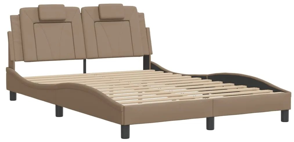 Estrutura cama cabeceira 140x200 cm couro artificial cappuccino